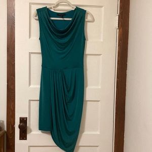 BCBG asymmetrical “deep jade green” dress